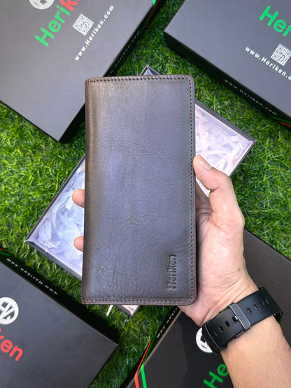 Premium Natural Milled Zipper Long Wallet