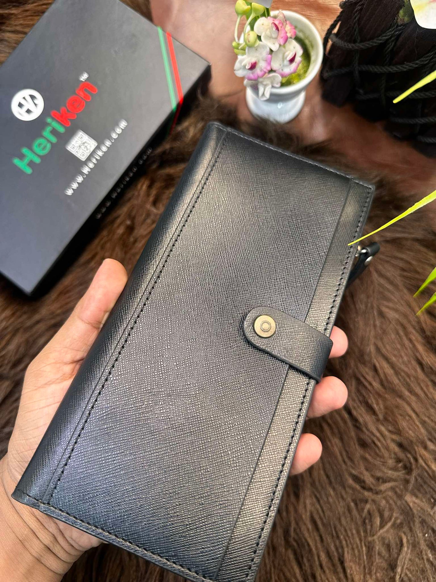 Premium Oil Pull Up Leather Long Wallet