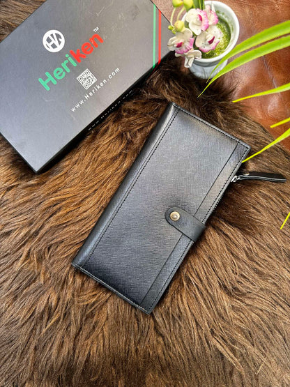 Premium Oil Pull Up Leather Long Wallet