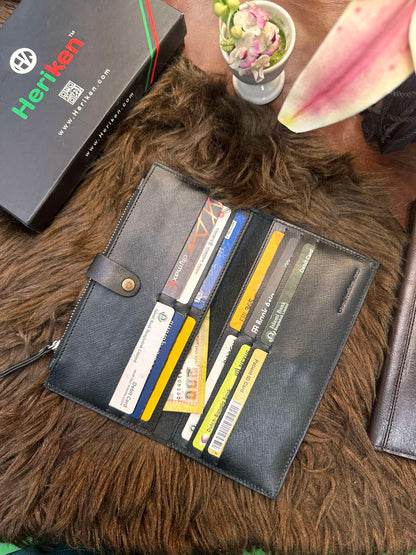 Premium Oil Pull Up Leather Long Wallet