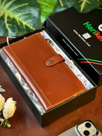 Premium Oil Pull Up Leather Long Wallet