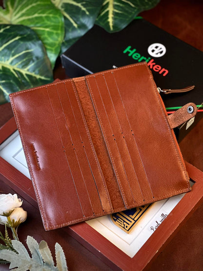 Premium Oil Pull Up Leather Long Wallet