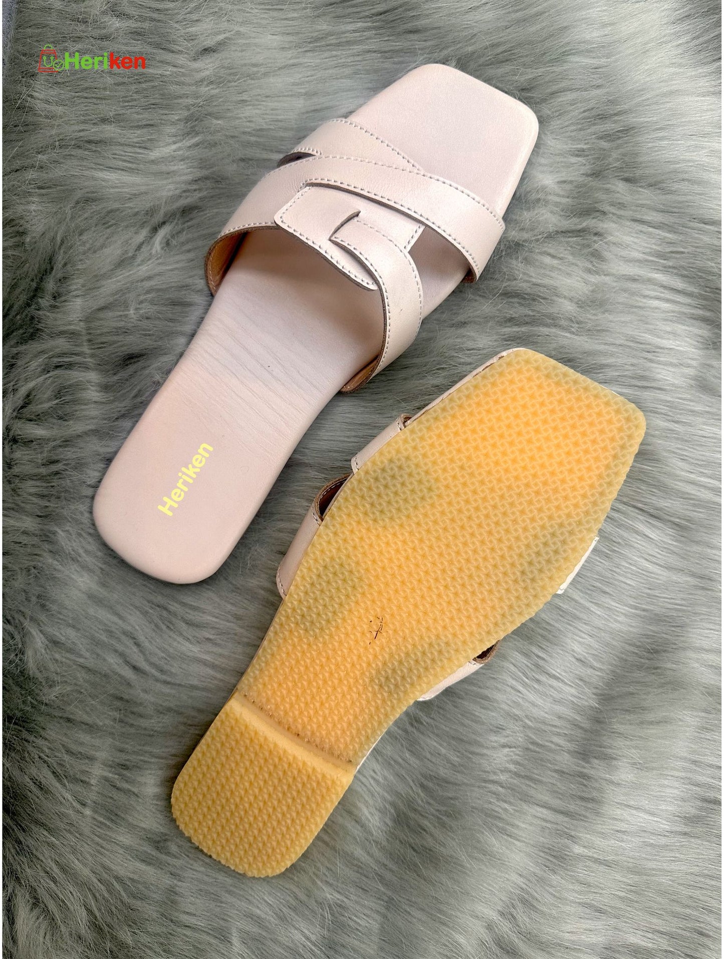 Heriken Genuine Leather Cross Strap Fashion Slipper