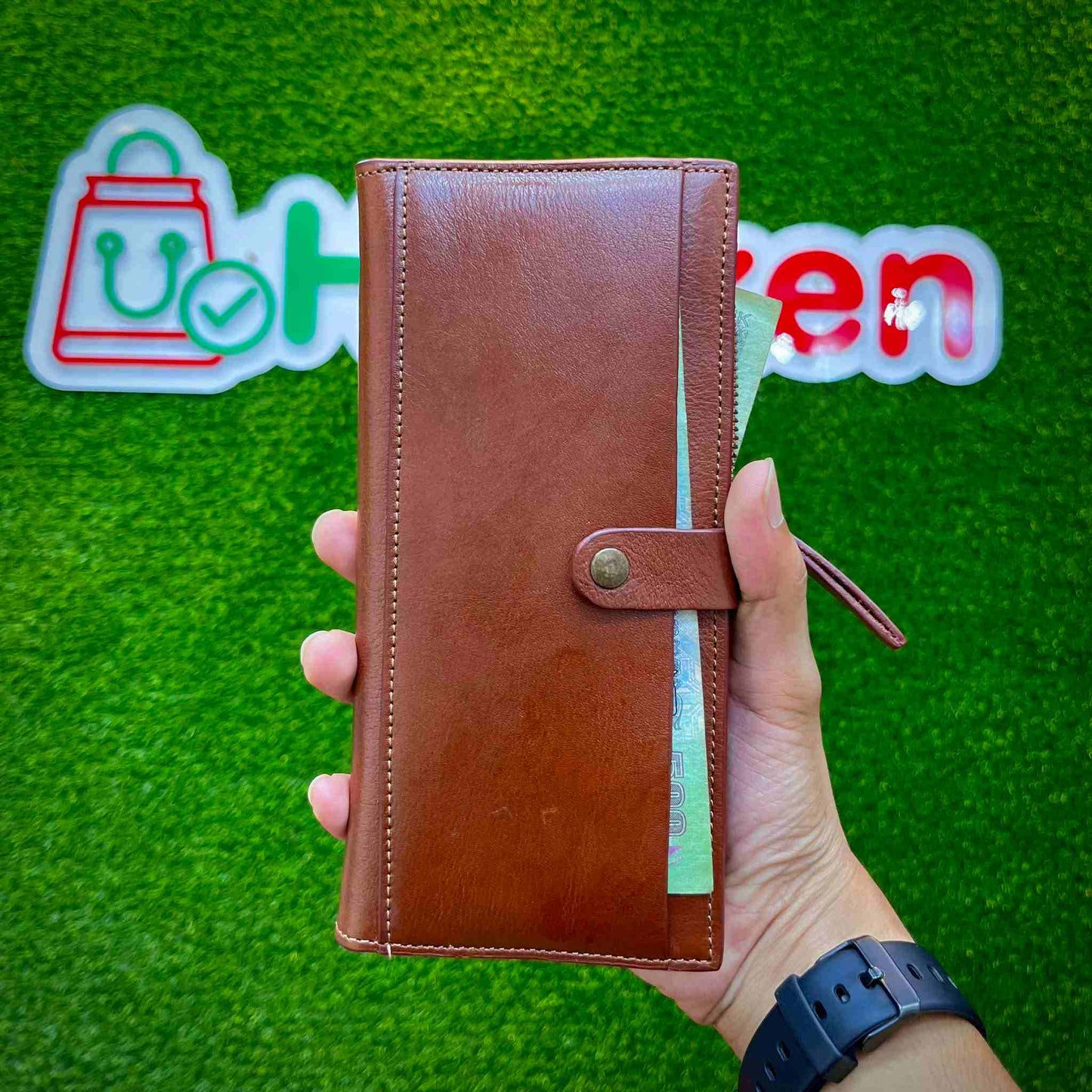 Premium Oil Pull Up Leather Long Wallet